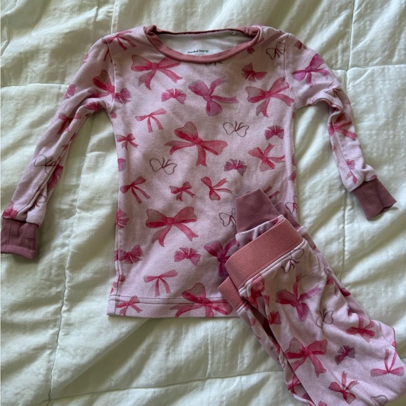 Dreamland Baby Pink Bow Kids Bamboo Pajama Set - Picture 1 of 2